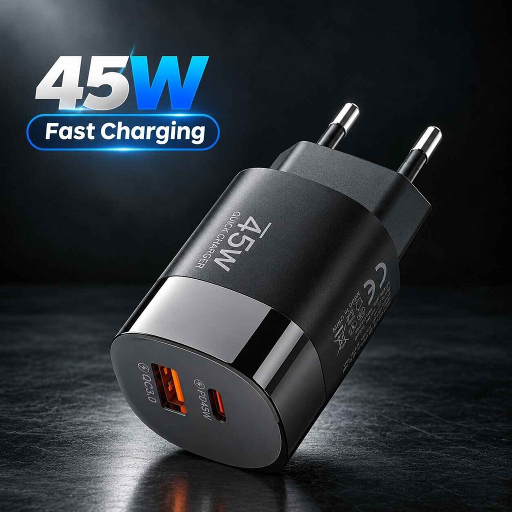 45W Dual USB-C Fast Wall Charger